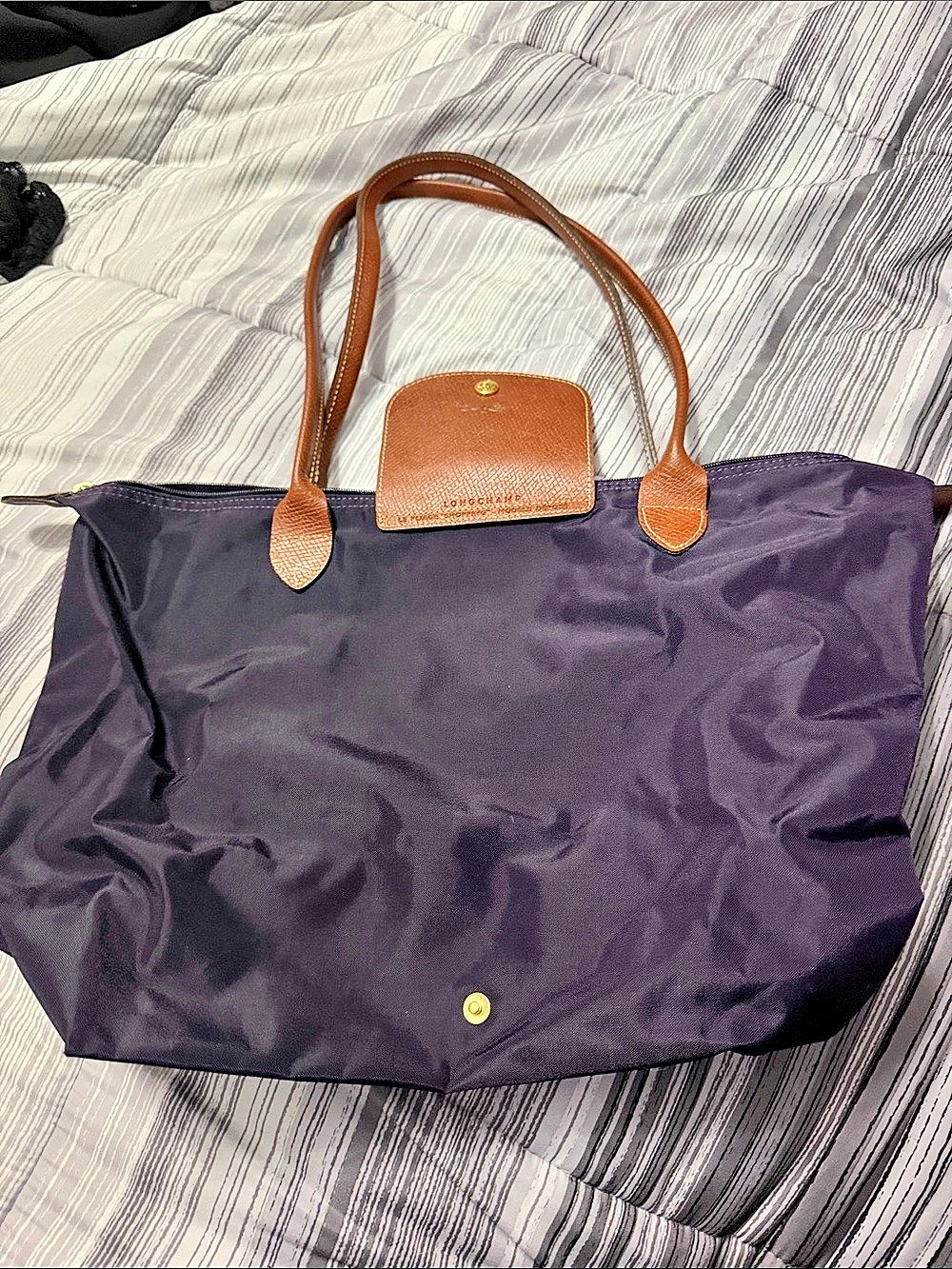 Longchamp Le Pliage Large Nylon Shoulder Tote - Dark Purple / Bilberry